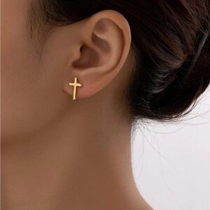Gold Cross Stud Earrings, Cross Earrings